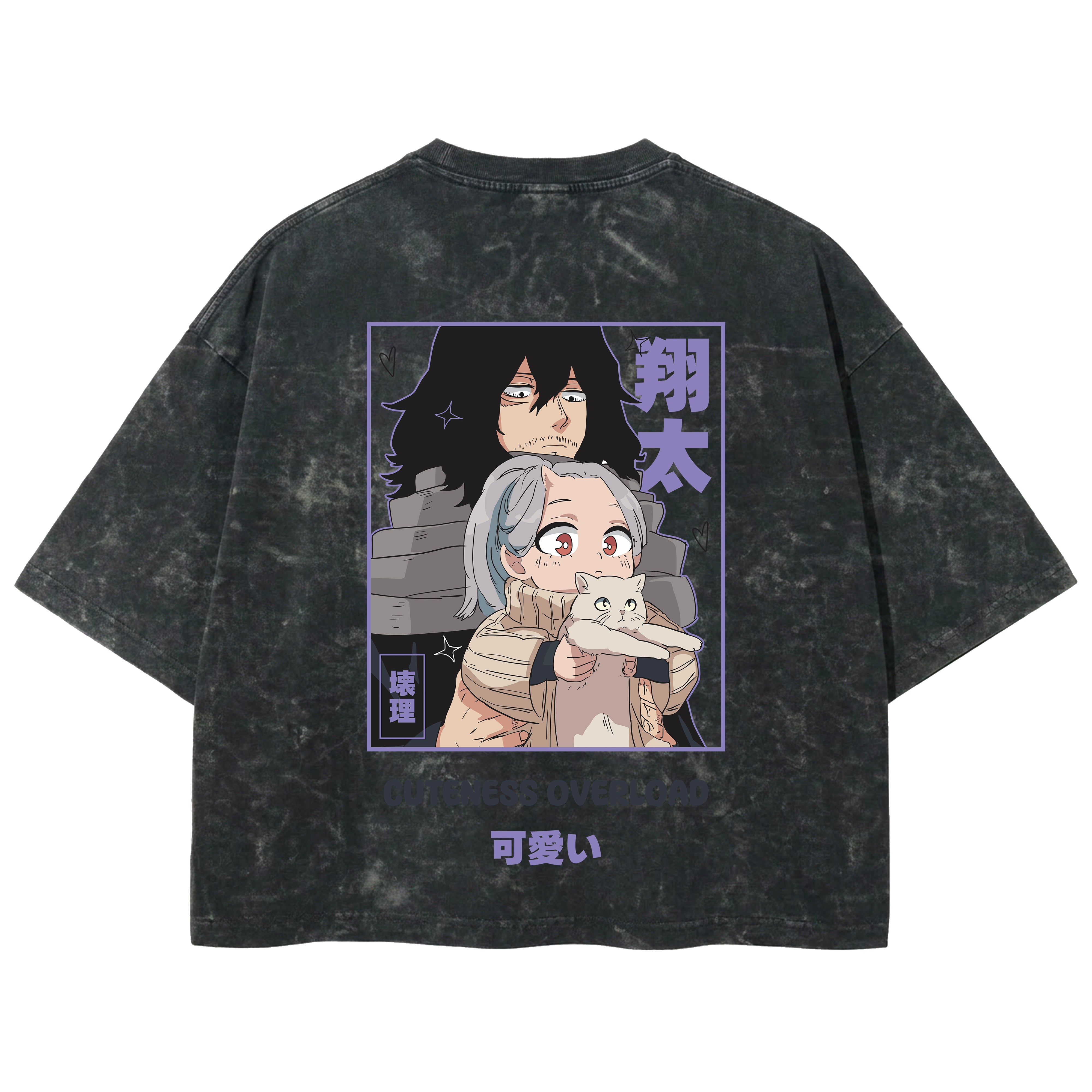 Playera streetwear premium de anime y gaming ExtraLife MX, corte boxy deluxe mineral wash heavyweight en color Acid Wash, moda urbana mexicana de culto.