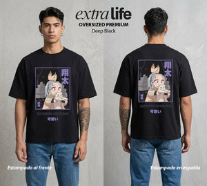 La Academia de Heroes | El Borrador de Poderes #02452 - Playera Oversized Premium | Deep Black - Foto en modelo
