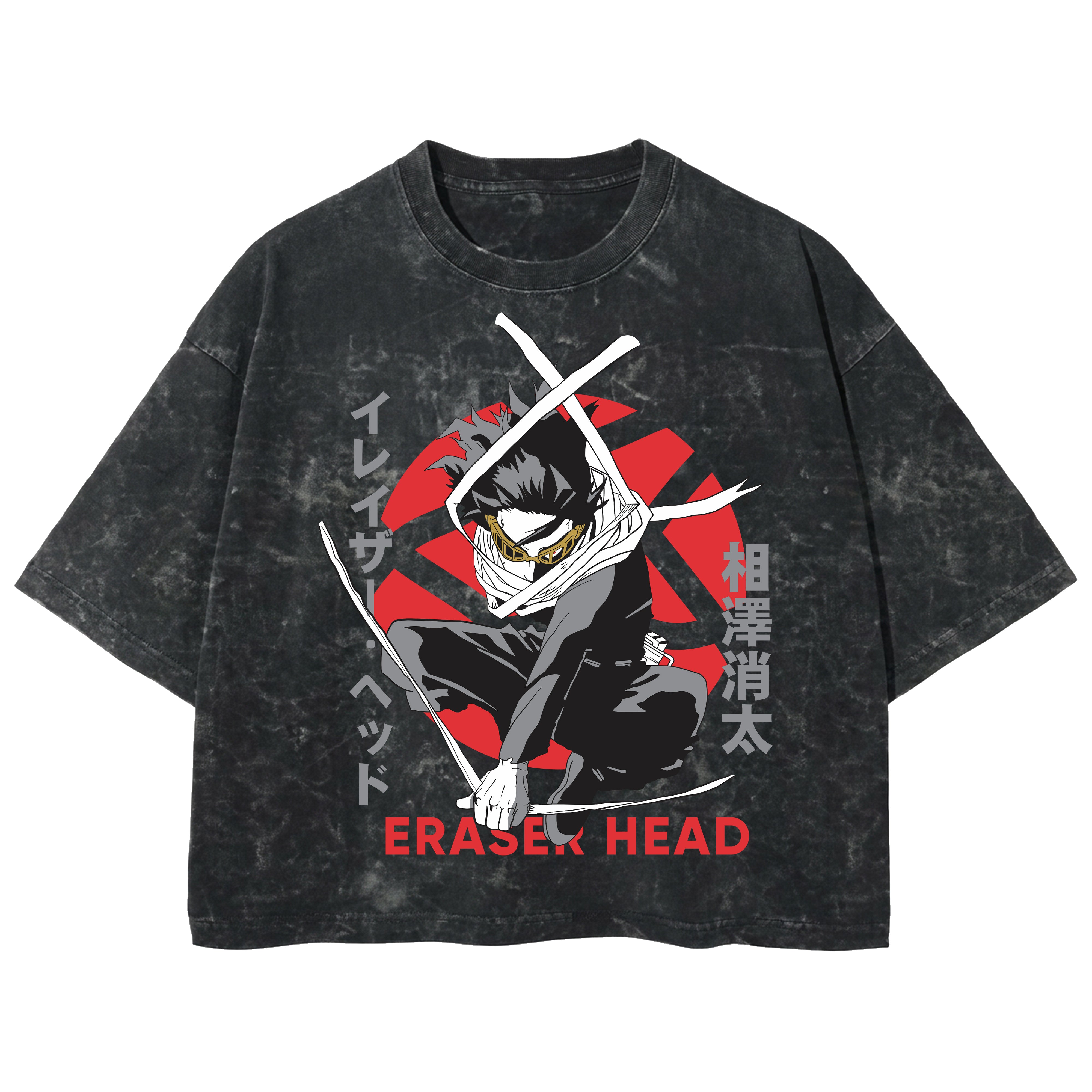 Playera streetwear premium de anime y gaming ExtraLife MX, corte boxy deluxe mineral wash heavyweight en color Acid Wash, moda urbana mexicana de culto.