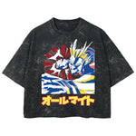 Playera streetwear premium de anime y gaming ExtraLife MX, corte boxy deluxe mineral wash heavyweight en color Acid Wash, moda urbana mexicana de culto.
