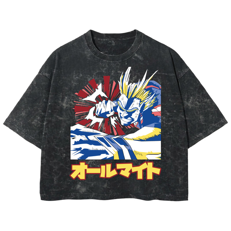 Playera streetwear premium de anime y gaming ExtraLife MX, corte boxy deluxe mineral wash heavyweight en color Acid Wash, moda urbana mexicana de culto.