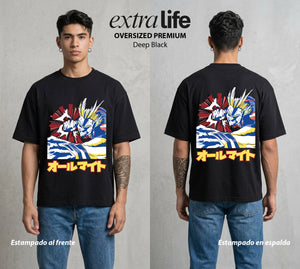 La Academia de Heroes | El Simbolo de la Paz #02454 - Playera Oversized Premium | Deep Black - Foto en modelo