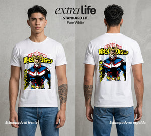 La Academia de Heroes | Plus Ultra del Mundo #02455 - Playera Standard Fit | Pure White - Foto en modelo