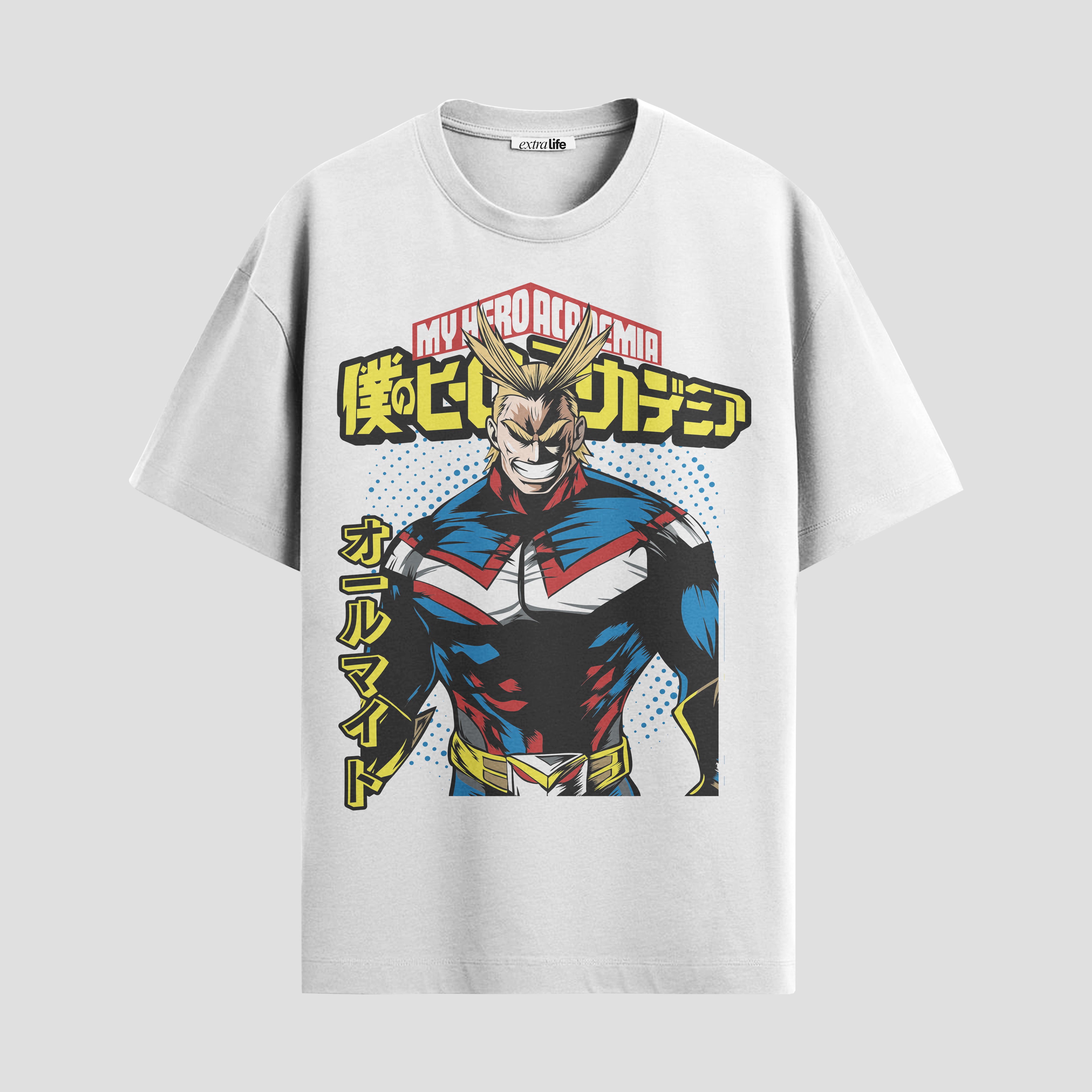 Playera urbana de anime y gaming ExtraLife MX, corte Standard Fit unisex ligero y transpirable en color Deep Black y Pure White, ropa de uso diario para gym y casual.