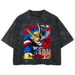 Playera streetwear premium de anime y gaming ExtraLife MX, corte boxy deluxe mineral wash heavyweight en color Acid Wash, moda urbana mexicana de culto.