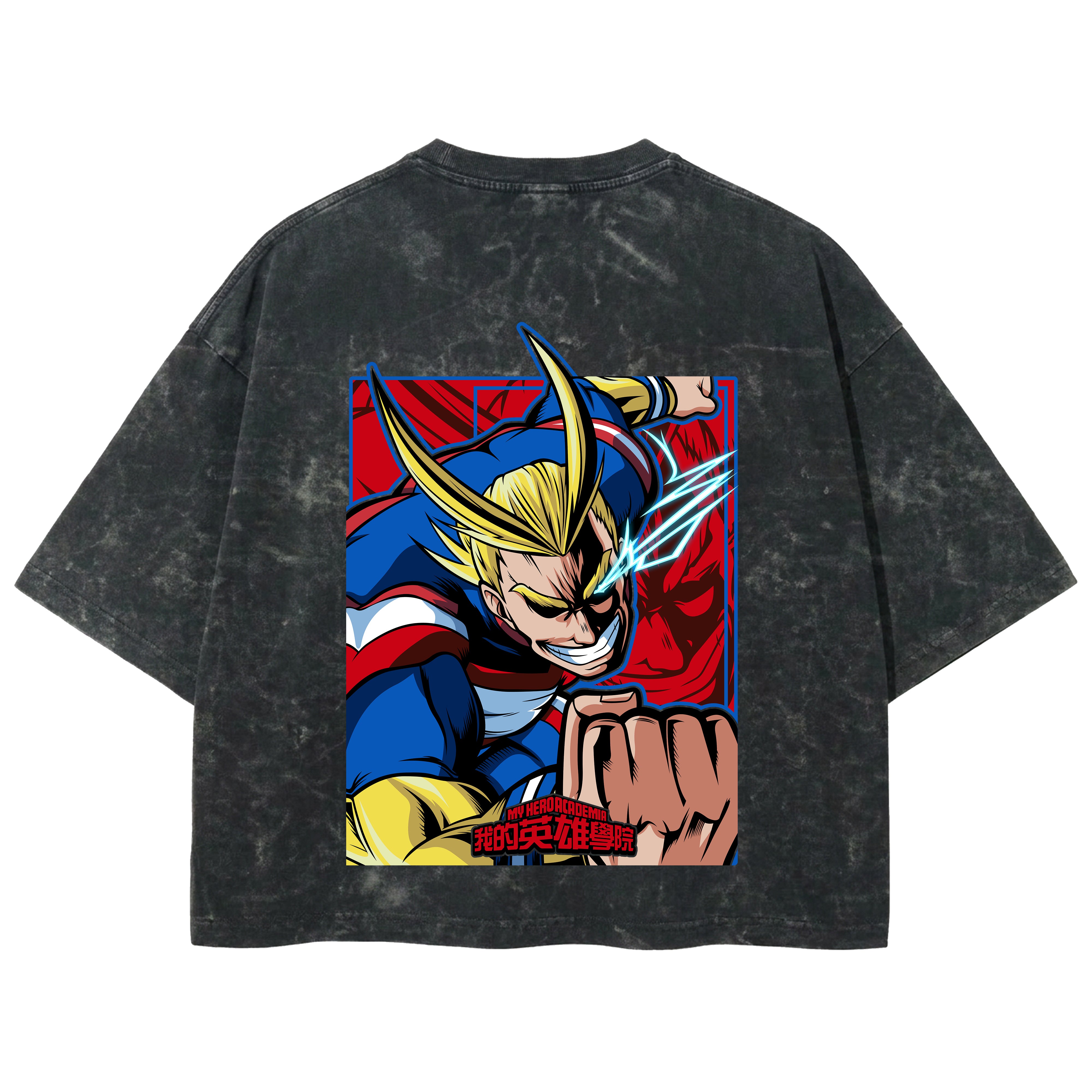 Playera streetwear premium de anime y gaming ExtraLife MX, corte boxy deluxe mineral wash heavyweight en color Acid Wash, moda urbana mexicana de culto.