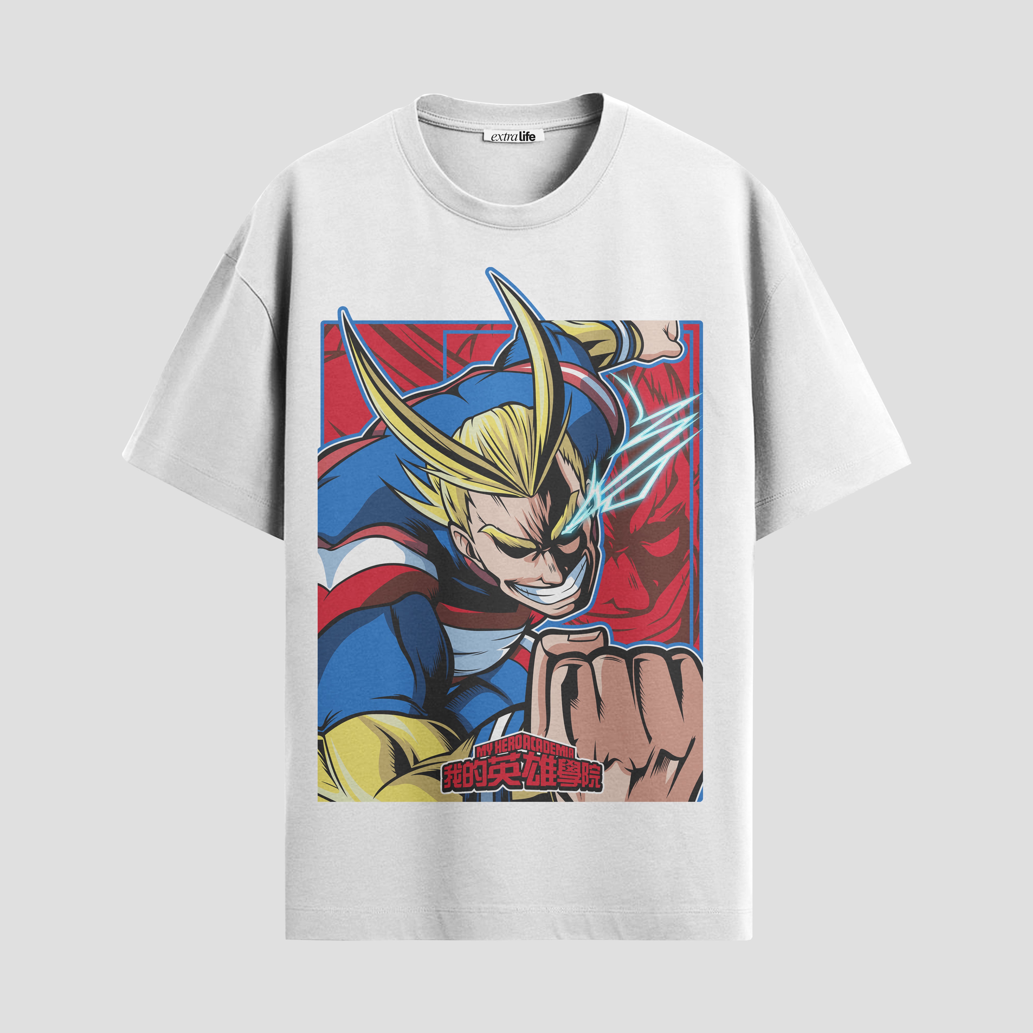 Playera urbana de anime y gaming ExtraLife MX, corte Standard Fit unisex ligero y transpirable en color Deep Black y Pure White, ropa de uso diario para gym y casual.
