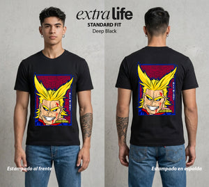 La Academia de Heroes | La Sonrisa del Heroe #02457 - Playera Standard Fit | Deep Black - Foto en modelo