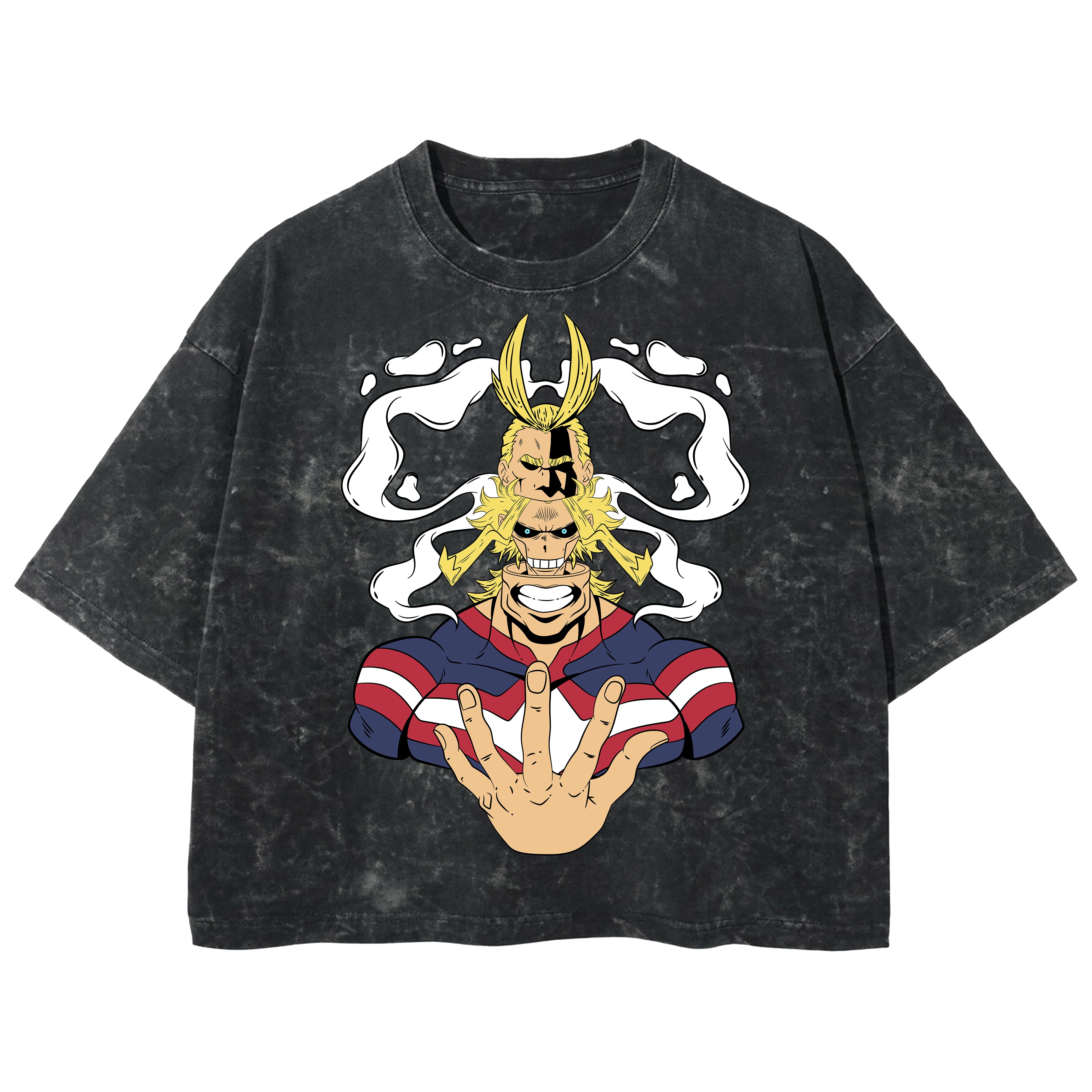 Playera streetwear premium de anime y gaming ExtraLife MX, corte boxy deluxe mineral wash heavyweight en color Acid Wash, moda urbana mexicana de culto.
