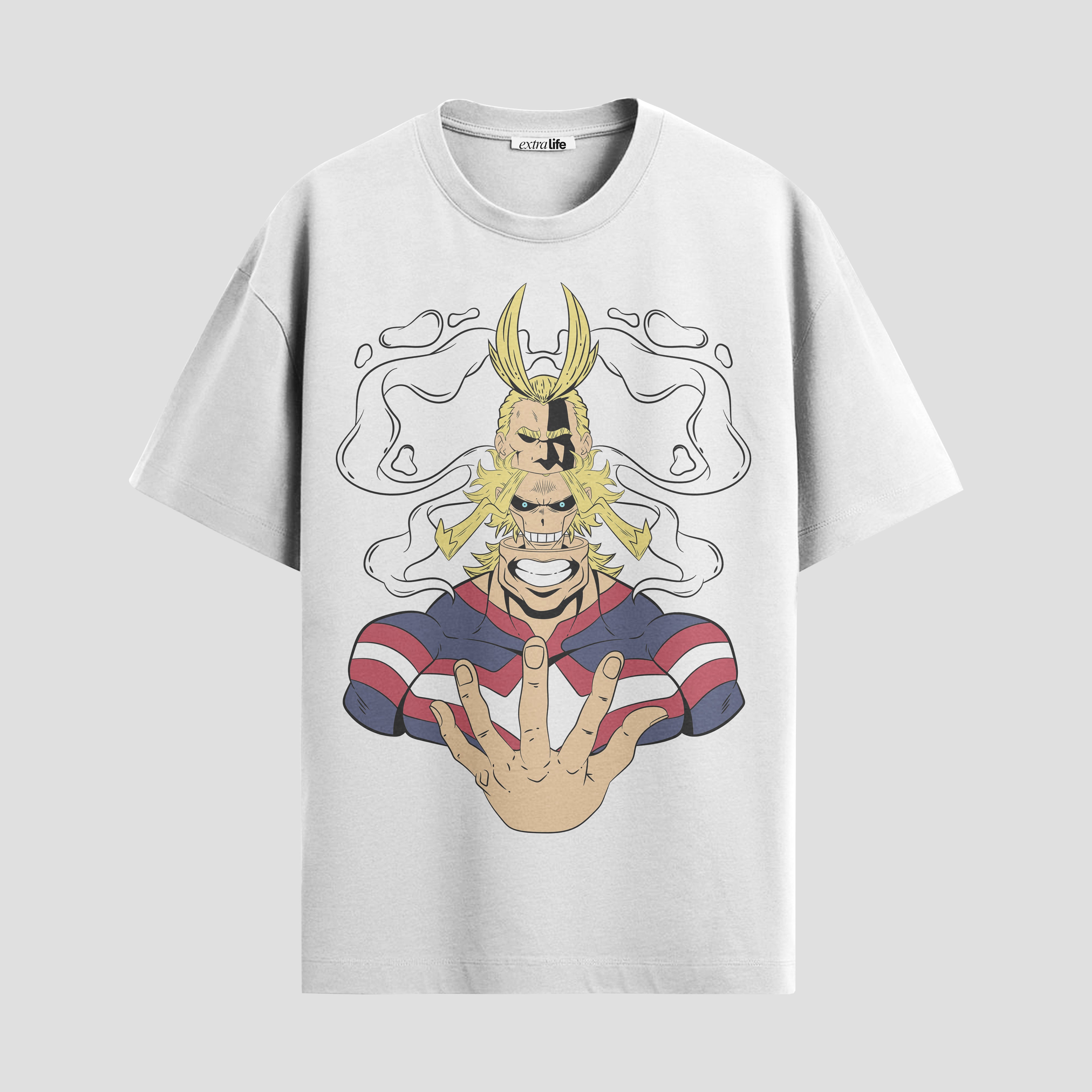 Playera urbana de anime y gaming ExtraLife MX, corte Standard Fit unisex ligero y transpirable en color Deep Black y Pure White, ropa de uso diario para gym y casual.