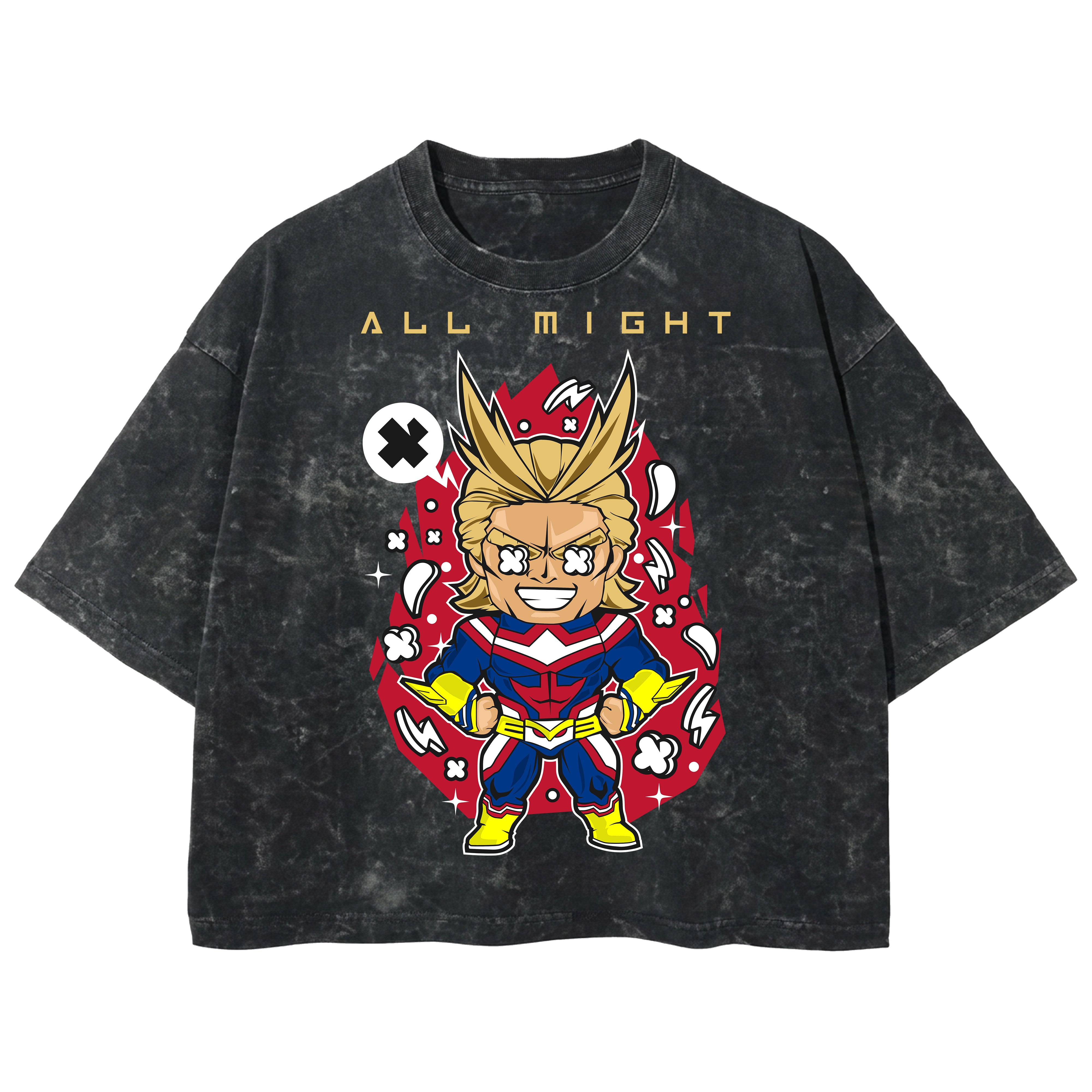 Playera streetwear premium de anime y gaming ExtraLife MX, corte boxy deluxe mineral wash heavyweight en color Acid Wash, moda urbana mexicana de culto.