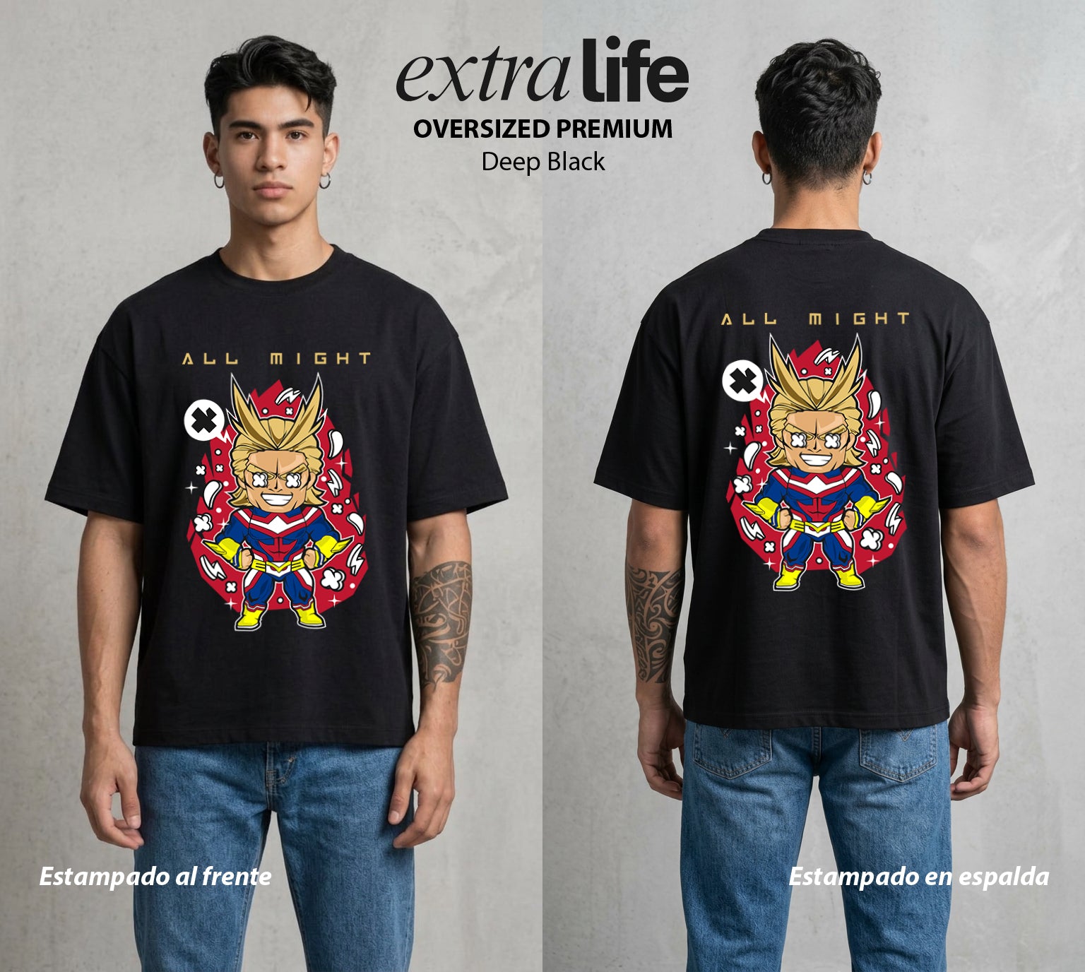 La Academia de Heroes | El Simbolo de la Paz Pop Art #02461 - Playera Oversized Premium | Deep Black - Foto en modelo