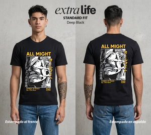 La Academia de Heroes | Plus Ultra del Mundo #02464 - Playera Standard Fit | Deep Black - Foto en modelo