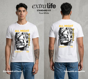 La Academia de Heroes | Plus Ultra del Mundo #02464 - Playera Standard Fit | Pure White - Foto en modelo