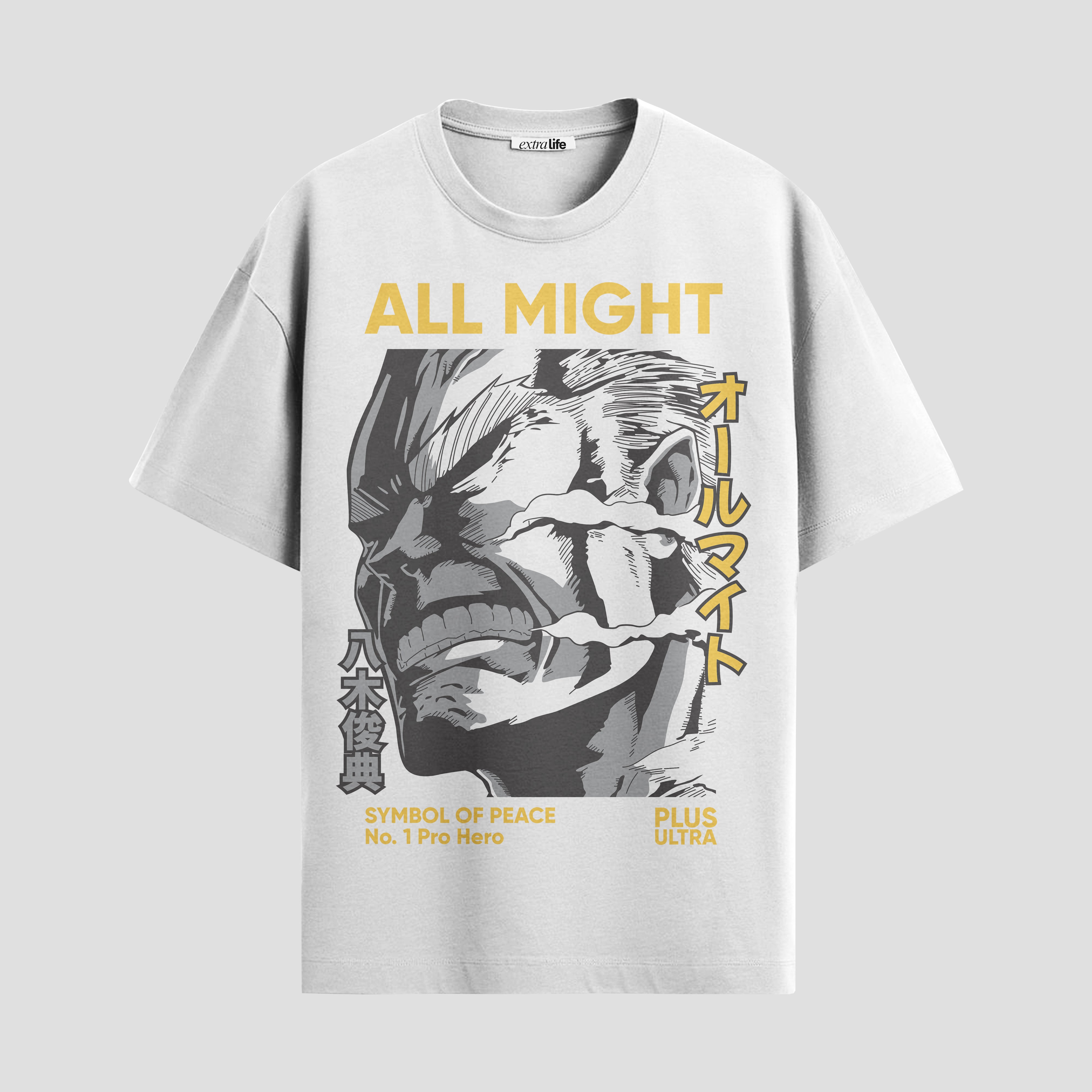 Playera urbana de anime y gaming ExtraLife MX, corte Standard Fit unisex ligero y transpirable en color Deep Black y Pure White, ropa de uso diario para gym y casual.