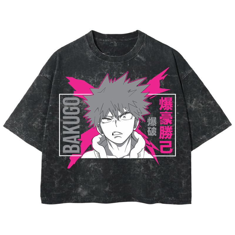 Playera streetwear premium de anime y gaming ExtraLife MX, corte boxy deluxe mineral wash heavyweight en color Acid Wash, moda urbana mexicana de culto.