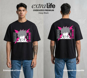 La Academia de Heroes | El Orgullo Explosivo #02466 - Playera Oversized Premium | Deep Black - Foto en modelo