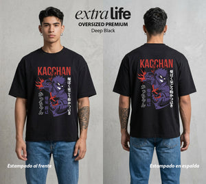 La Academia de Heroes | El Plus Ultra del Explosion #02467 - Playera Oversized Premium | Deep Black - Foto en modelo