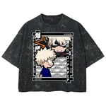 Playera streetwear premium de anime y gaming ExtraLife MX, corte boxy deluxe mineral wash heavyweight en color Acid Wash, moda urbana mexicana de culto.