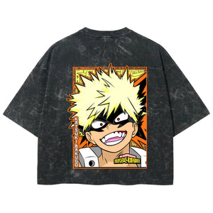Playera streetwear premium de anime y gaming ExtraLife MX, corte boxy deluxe mineral wash heavyweight en color Acid Wash, moda urbana mexicana de culto.