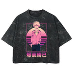Playera streetwear premium de anime y gaming ExtraLife MX, corte boxy deluxe mineral wash heavyweight en color Acid Wash, moda urbana mexicana de culto.