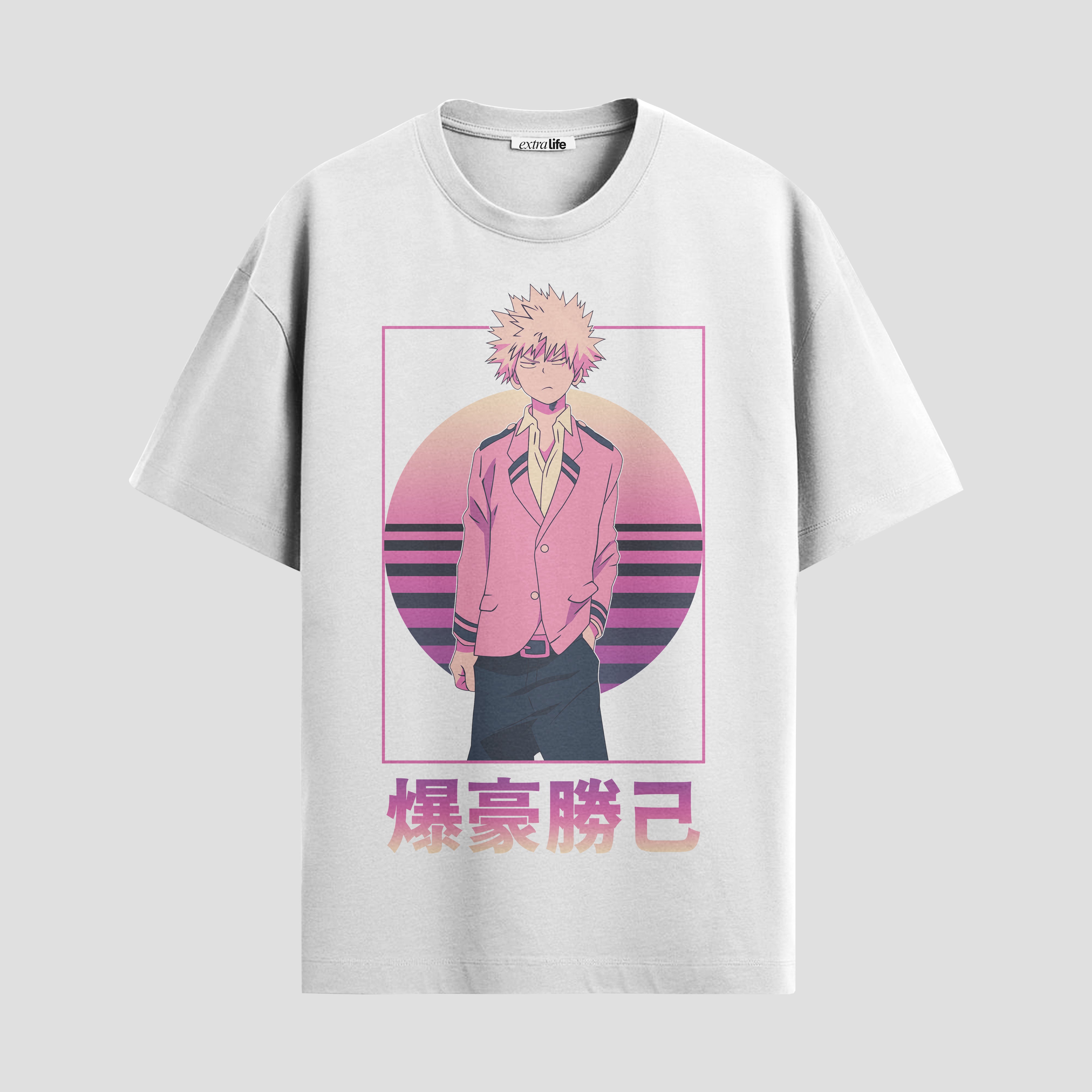 Playera urbana de anime y gaming ExtraLife MX, corte Standard Fit unisex ligero y transpirable en color Deep Black y Pure White, ropa de uso diario para gym y casual.