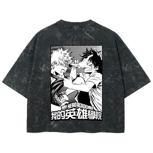 Playera streetwear premium de anime y gaming ExtraLife MX, corte boxy deluxe mineral wash heavyweight en color Acid Wash, moda urbana mexicana de culto.
