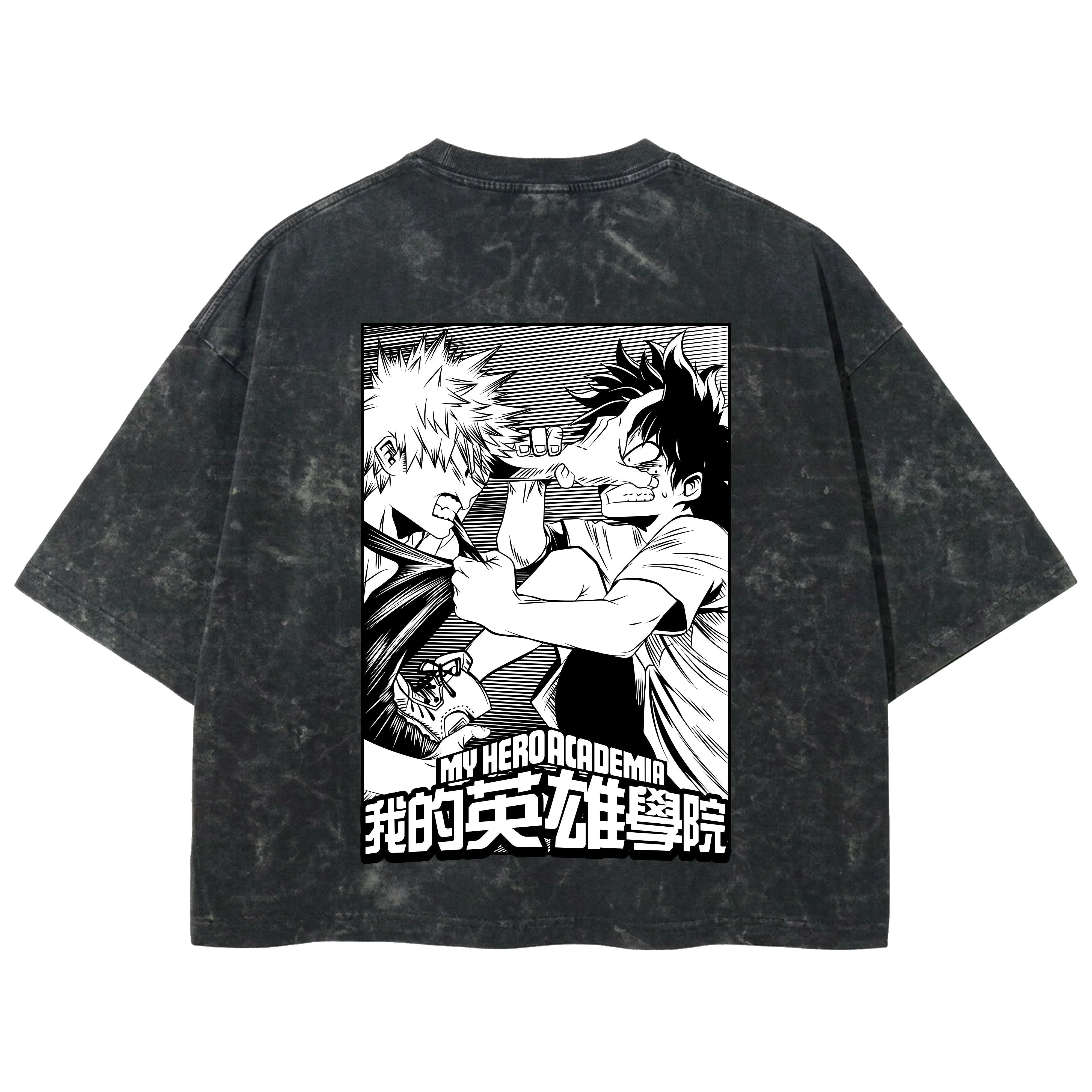 Playera streetwear premium de anime y gaming ExtraLife MX, corte boxy deluxe mineral wash heavyweight en color Acid Wash, moda urbana mexicana de culto.