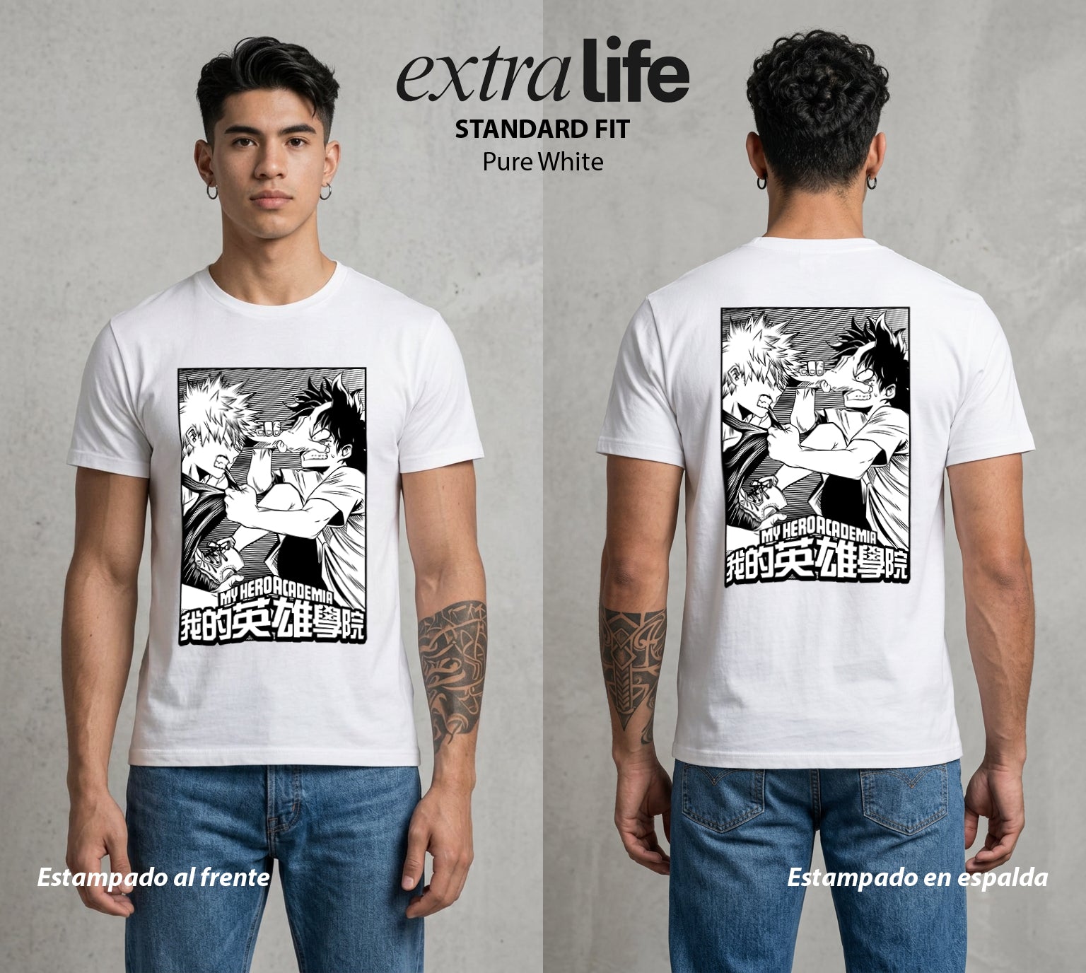 La Academia de Heroes | El Heroe Analista #02471 - Playera Standard Fit | Pure White - Foto en modelo