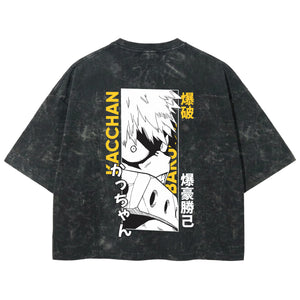Playera streetwear premium de anime y gaming ExtraLife MX, corte boxy deluxe mineral wash heavyweight en color Acid Wash, moda urbana mexicana de culto.