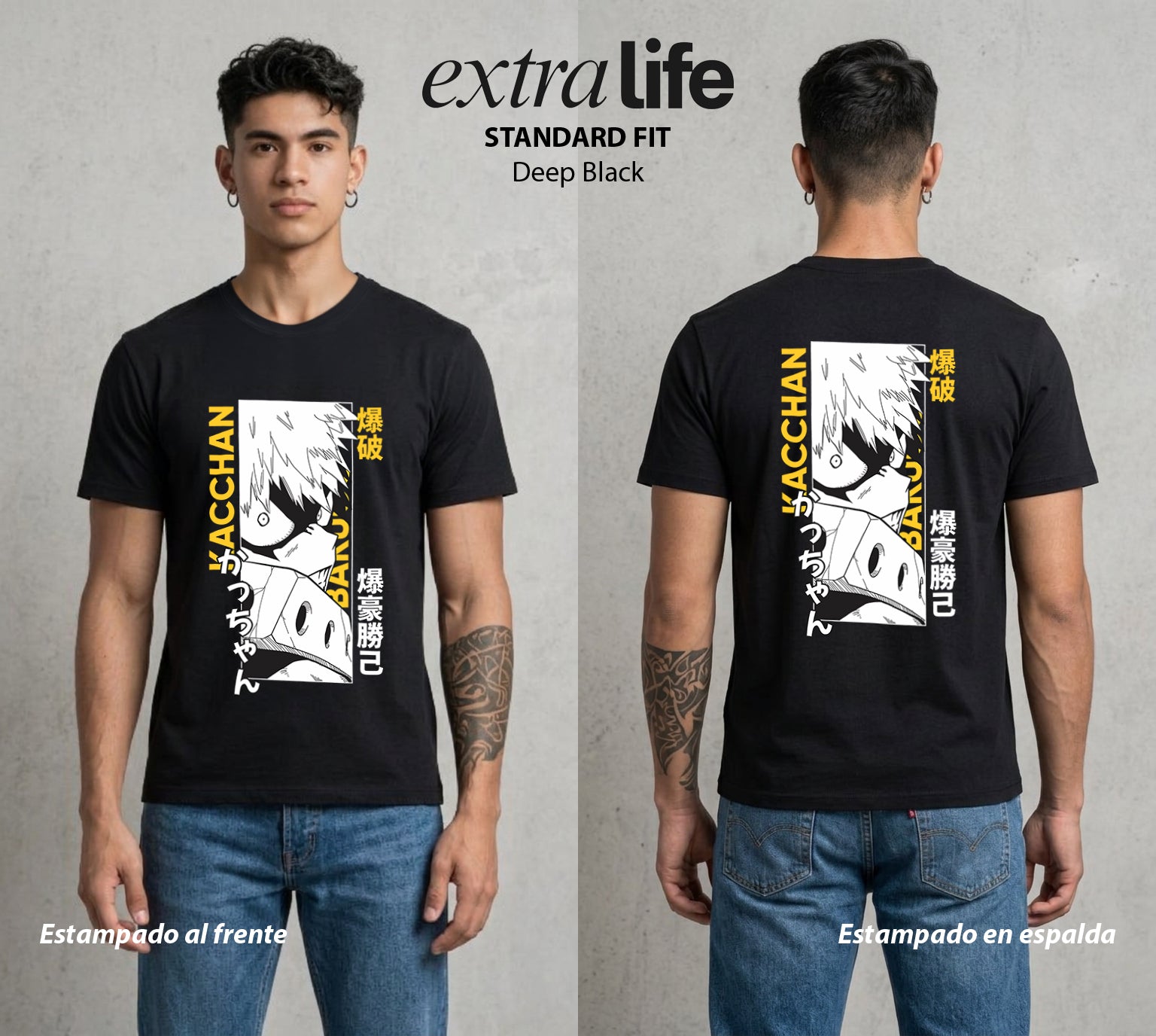 La Academia de Heroes | Orgullo y Explosion #02472 - Playera Standard Fit | Deep Black - Foto en modelo