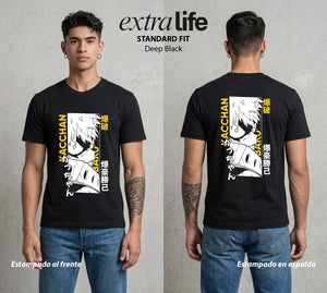 La Academia de Heroes | Orgullo y Explosion #02472 - Playera Standard Fit | Deep Black - Foto en modelo
