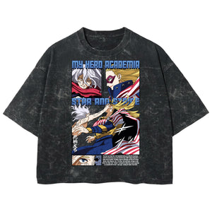 Playera streetwear premium de anime y gaming ExtraLife MX, corte boxy deluxe mineral wash heavyweight en color Acid Wash, moda urbana mexicana de culto.