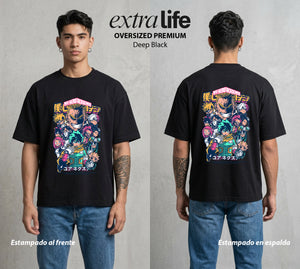 La Academia de Heroes | Los Heroes del Futuro #02476 - Playera Oversized Premium | Deep Black - Foto en modelo