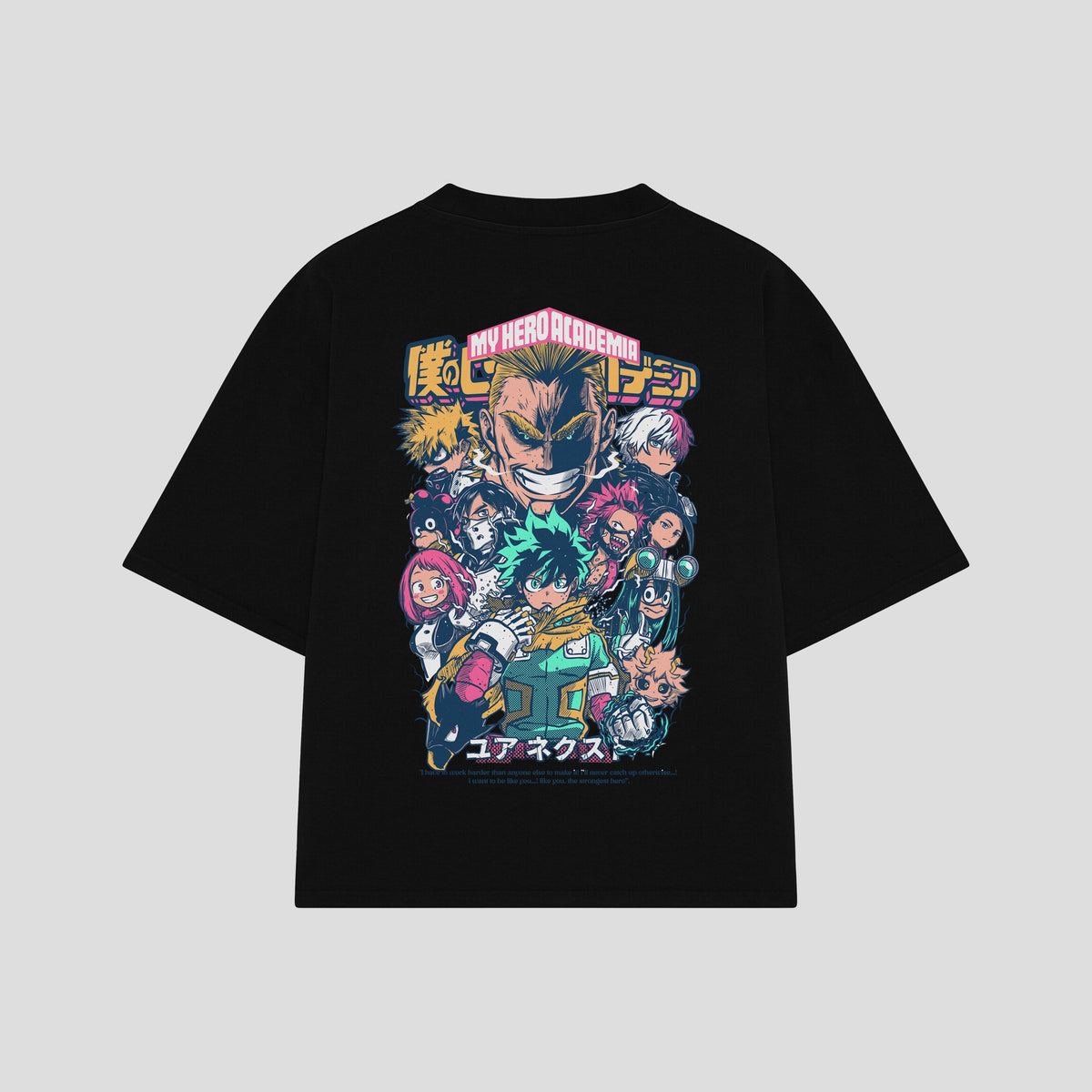 Playera streetwear premium de anime y gaming ExtraLife MX, corte oversized drop shoulder ligero y fresco en color Deep Black y Off-White, moda urbana mexicana de culto.