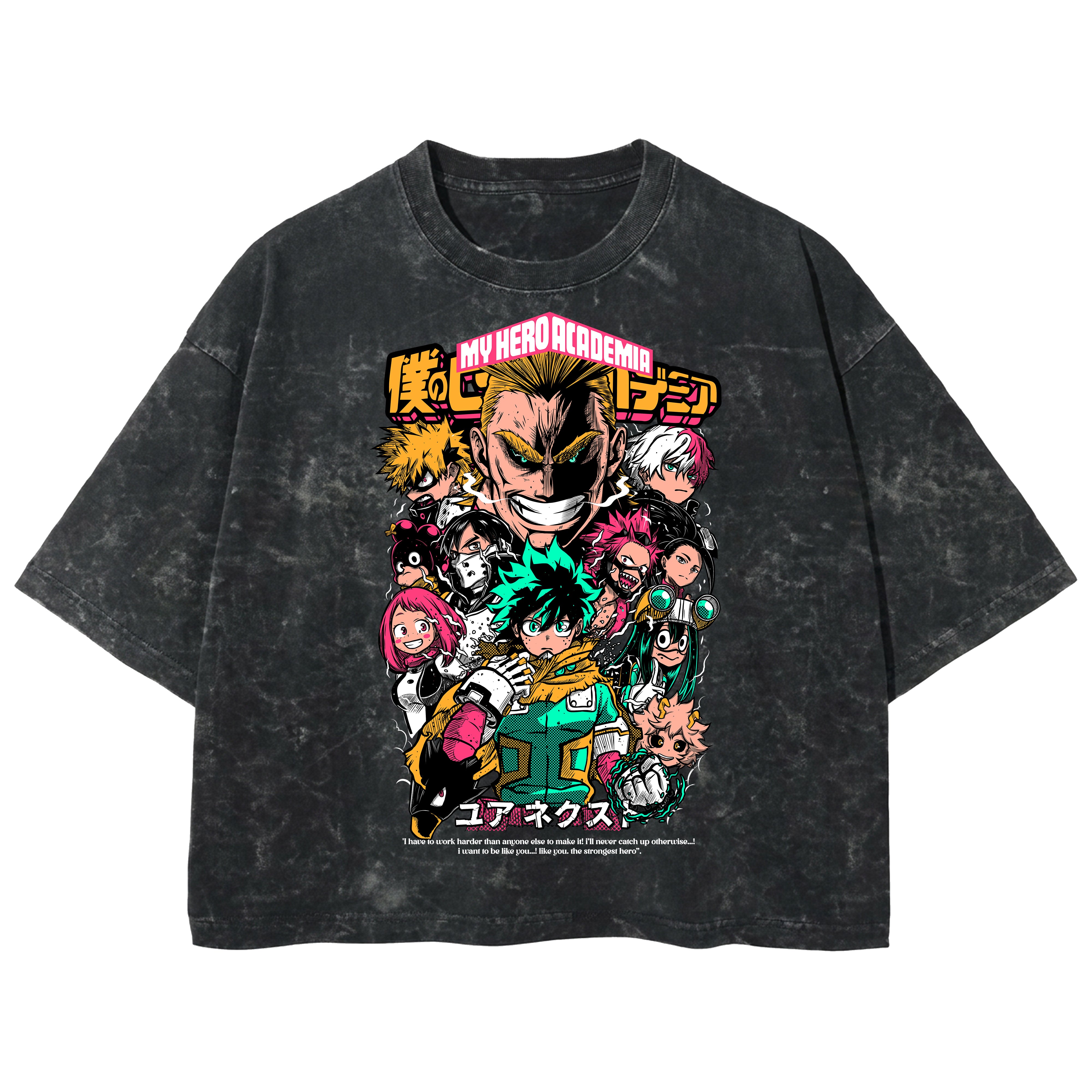 Playera streetwear premium de anime y gaming ExtraLife MX, corte boxy deluxe mineral wash heavyweight en color Acid Wash, moda urbana mexicana de culto.