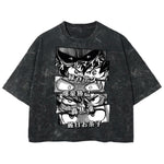 Playera streetwear premium de anime y gaming ExtraLife MX, corte boxy deluxe mineral wash heavyweight en color Acid Wash, moda urbana mexicana de culto.