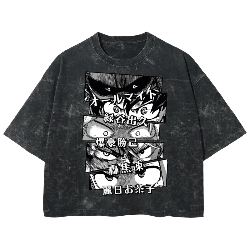 Playera streetwear premium de anime y gaming ExtraLife MX, corte boxy deluxe mineral wash heavyweight en color Acid Wash, moda urbana mexicana de culto.