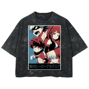 Playera streetwear premium de anime y gaming ExtraLife MX, corte boxy deluxe mineral wash heavyweight en color Acid Wash, moda urbana mexicana de culto.