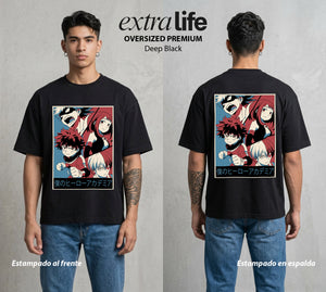 La Academia de Heroes | Los Heroes del Futuro #02480 - Playera Oversized Premium | Deep Black - Foto en modelo