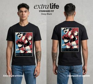 La Academia de Heroes | Los Heroes del Futuro #02480 - Playera Standard Fit | Deep Black - Foto en modelo