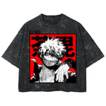 Playera streetwear premium de anime y gaming ExtraLife MX, corte boxy deluxe mineral wash heavyweight en color Acid Wash, moda urbana mexicana de culto.
