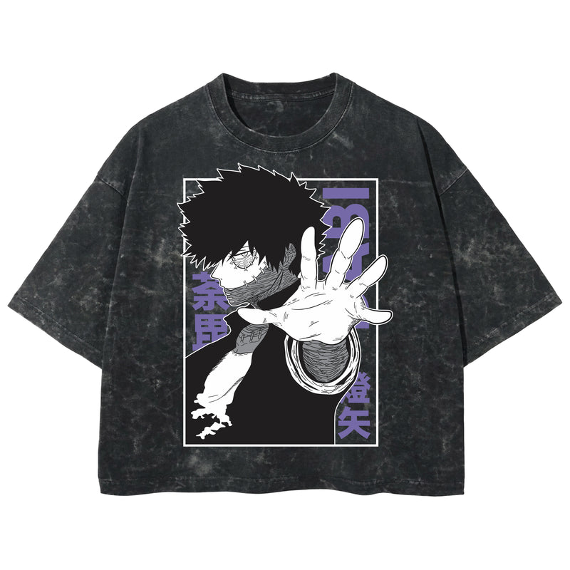 Playera streetwear premium de anime y gaming ExtraLife MX, corte boxy deluxe mineral wash heavyweight en color Acid Wash, moda urbana mexicana de culto.