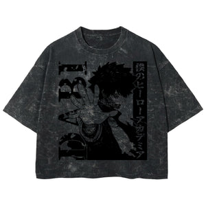 Playera streetwear premium de anime y gaming ExtraLife MX, corte boxy deluxe mineral wash heavyweight en color Acid Wash, moda urbana mexicana de culto.