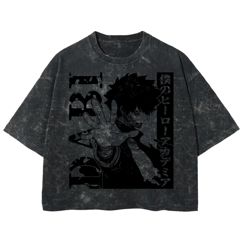 Playera streetwear premium de anime y gaming ExtraLife MX, corte boxy deluxe mineral wash heavyweight en color Acid Wash, moda urbana mexicana de culto.