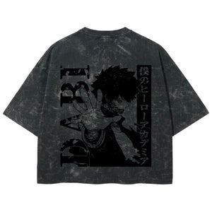 Playera streetwear premium de anime y gaming ExtraLife MX, corte boxy deluxe mineral wash heavyweight en color Acid Wash, moda urbana mexicana de culto.