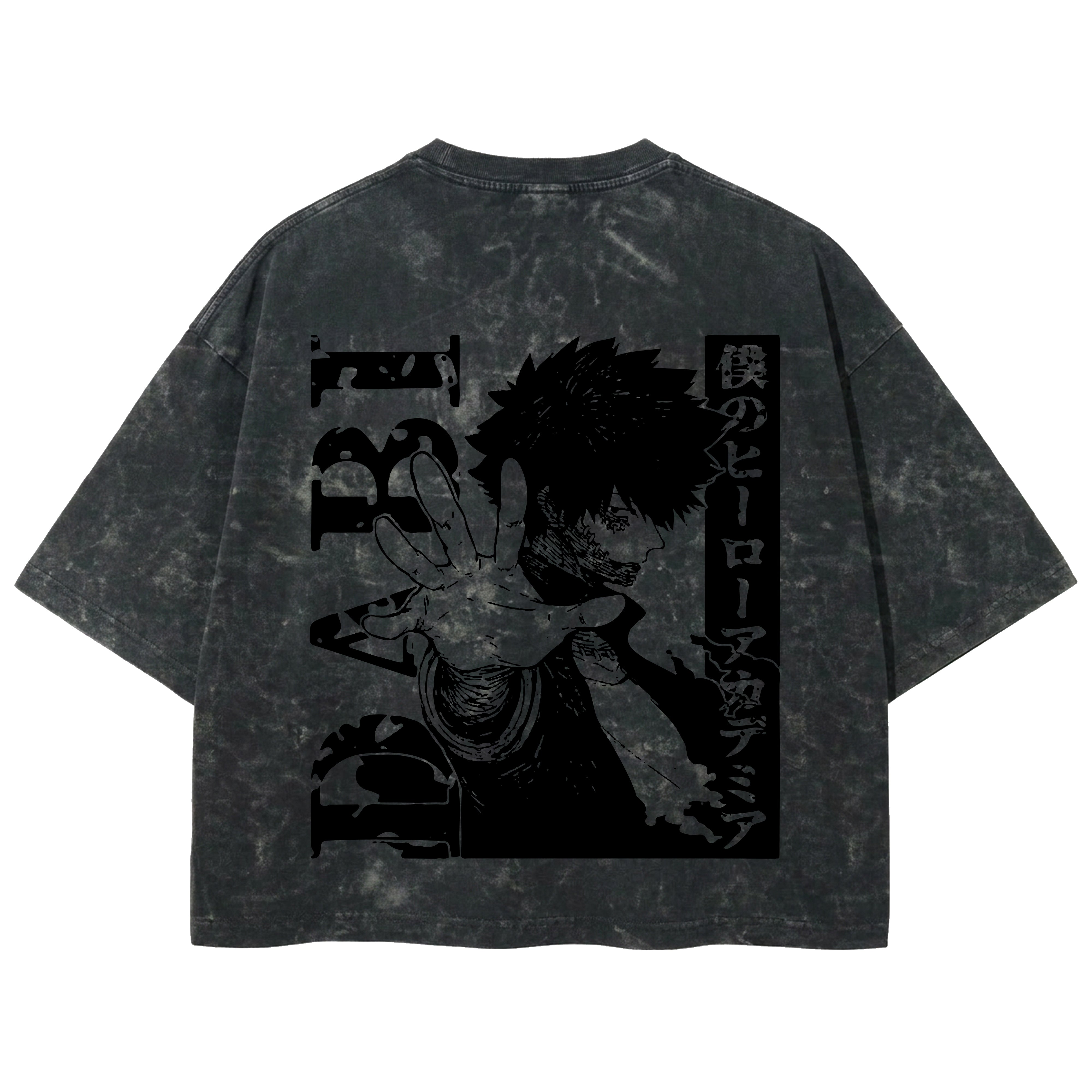 Playera streetwear premium de anime y gaming ExtraLife MX, corte boxy deluxe mineral wash heavyweight en color Acid Wash, moda urbana mexicana de culto.