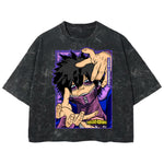Playera streetwear premium de anime y gaming ExtraLife MX, corte boxy deluxe mineral wash heavyweight en color Acid Wash, moda urbana mexicana de culto.