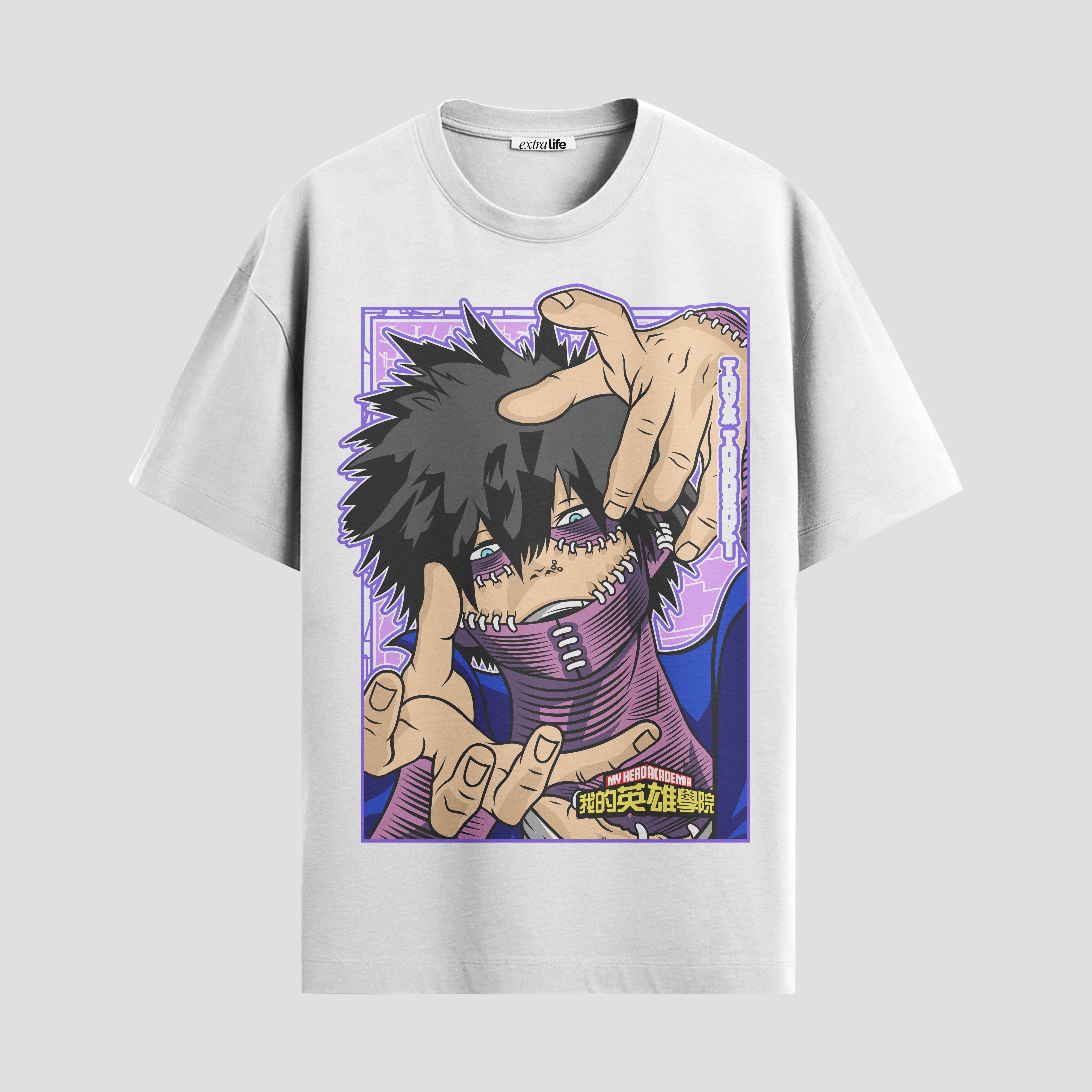 Playera urbana de anime y gaming ExtraLife MX, corte Standard Fit unisex ligero y transpirable en color Deep Black y Pure White, ropa de uso diario para gym y casual.
