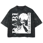 Playera streetwear premium de anime y gaming ExtraLife MX, corte boxy deluxe mineral wash heavyweight en color Acid Wash, moda urbana mexicana de culto.